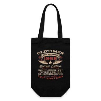 66. Geburtstag Oldtimer September 1958 Jahrgang 58 - Geschenkbeutel für Flaschen - Schwarz - Vorne