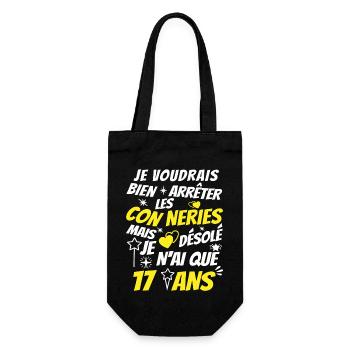 j'ai 17 ans / t-shirt anniversaire 17 ans - Sac à bouteille - noir - Devant