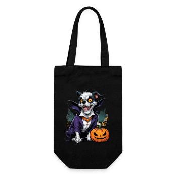 Halloween - Hund Grusel mit Kürbis - Geschenkbeutel für Flaschen - Schwarz - Vorne