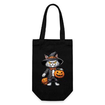 Halloween - Cat Horror with Pumpkin - Gift Bag for Bottles - black - Front