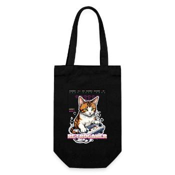 Retro Gaming Cat : Retrogamer avec manette - Sac à bouteille - noir - Devant