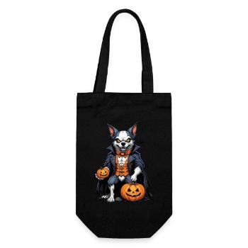 Halloween Dog with Pumpkin Vampire Costume - Gift Bag for Bottles - black - Front