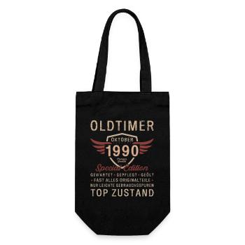 34. Geburtstag Oldtimer Oktober 1990 Jahrgang 90 - Geschenkbeutel für Flaschen - Schwarz - Vorne