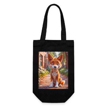 super süßes australisches Tier Down Under – Dingo - Geschenkbeutel für Flaschen - Schwarz - Vorne