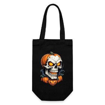 Halloween Crâne Citrouille Crâne Crâne Effrayant - Sac à bouteille - noir - Devant