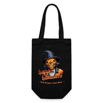 Halloween Pumpkin Head with Witch Hat - Gift Bag for Bottles - black - Front