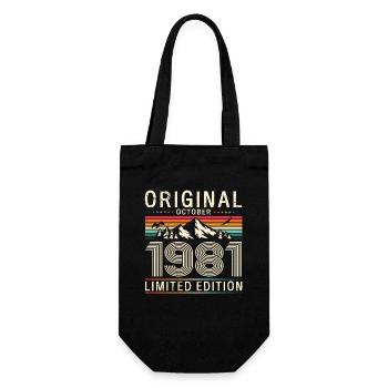 44. Geburtstag Original Oktober 1981 Jahrgang 81 - Geschenkbeutel für Flaschen - Schwarz - Vorne