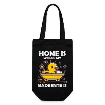 Badeente Badewanne Spruch Distressed - Geschenkbeutel für Flaschen - Schwarz - Vorne