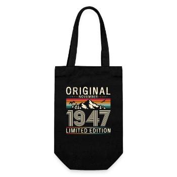 77th Birthday Original November 1947 Volume 47 - Gift Bag for Bottles - black - Front