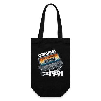33rd Birthday Vintage November 1991 Cassette 91 - Gift Bag for Bottles - black - Front