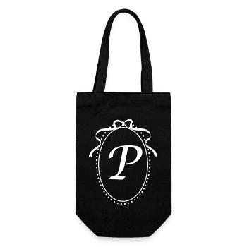 Vintage Letter p Band - Geschenkidee - Geschenkbeutel für Flaschen - Schwarz - Vorne