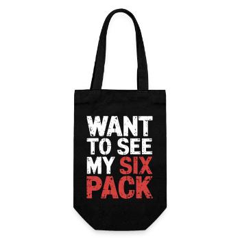 Want To See My Six Pack 8 - Geschenkbeutel für Flaschen - Schwarz - Vorne