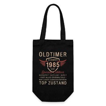 40. Geburtstag Oldtimer Dezember 1985 Jahrgang 85 - Geschenkbeutel für Flaschen - Schwarz - Vorne