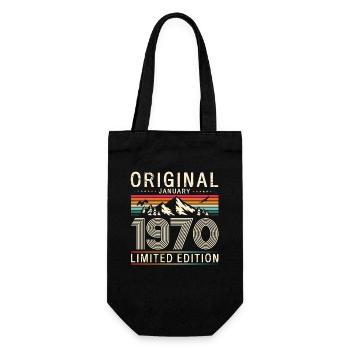 55th Birthday Vintage January 1970 Cassette 1970 - Gift Bag for Bottles - black - Front