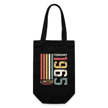 60. Geburtstag Geschenk Mann Original Februar 1965 - Geschenkbeutel für Flaschen - Schwarz - Vorne