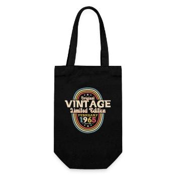 60. Geburtstag Geschenk Mann Original Februar 1965 - Geschenkbeutel für Flaschen - Schwarz - Vorne