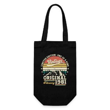 44. Geburtstag Geschenk Mann Original Februar 1981 - Geschenkbeutel für Flaschen - Schwarz - Vorne