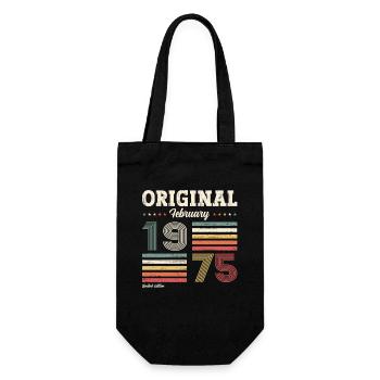 50th Birthday Gift Husband Original February 1975 - Gift Bag for Bottles - black - Front