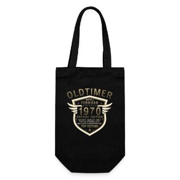 55. Geburtstag Oldtimer Februar Jahrgang 1970 - Geschenkbeutel für Flaschen - Schwarz - Vorne