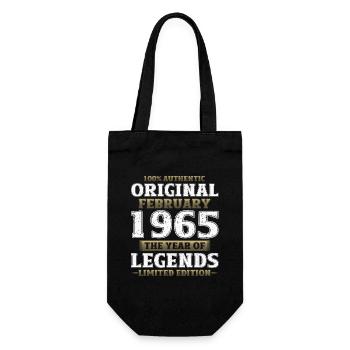 60. Geburtstag Geschenk Mann Original Februar 1965 - Geschenkbeutel für Flaschen - Schwarz - Vorne