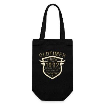 33. Geburtstag Oldtimer Februar Jahrgang 1992 - Geschenkbeutel für Flaschen - Schwarz - Vorne