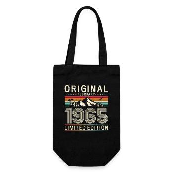 60. Geburtstag Geschenk Mann Original Februar 1965 - Geschenkbeutel für Flaschen - Schwarz - Vorne