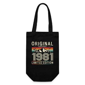 44. Geburtstag Geschenk Mann Original Februar 1981 - Geschenkbeutel für Flaschen - Schwarz - Vorne