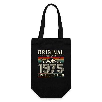 50th Birthday Gift Husband Original February 1975 - Gift Bag for Bottles - black - Front