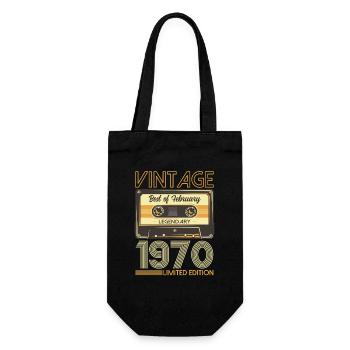 55th Birthday Cassette February 1970 - Gift Bag for Bottles - black - Front