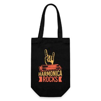 Funny Harmonica Player Rocks Harmonica - Geschenkbeutel für Flaschen - Schwarz - Vorne