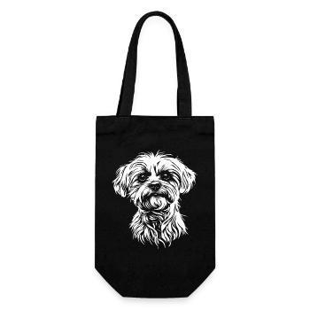 Maltese Portrait Dog Dog Maltese Malti - Gift Bag for Bottles - black - Front