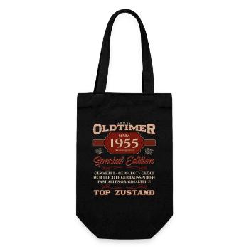 70. Geburtstag Oldtimer März Jahrgang 1955 - Geschenkbeutel für Flaschen - Schwarz - Vorne
