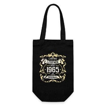 60. Geburtstag Geschenk Mann Original März 1965 - Geschenkbeutel für Flaschen - Schwarz - Vorne