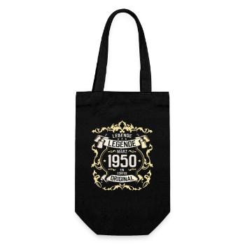75th Birthday Gift Husband Original March 1950 - Gift Bag for Bottles - black - Front