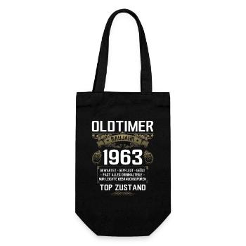 62. Geburtstag Oldtimer 1963 Jahrgang 63 - Geschenkbeutel für Flaschen - Schwarz - Vorne