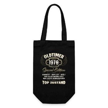 55. Geburtstag Oldtimer März Jahrgang 1970 - Geschenkbeutel für Flaschen - Schwarz - Vorne