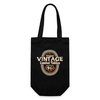 65th Birthday Gift Man Vintage March 1960 - Gift Bag for Bottles - black - Front