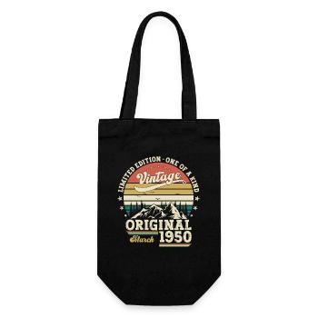 75th Birthday Gift Man Vintage March 1950 - Gift Bag for Bottles - black - Front