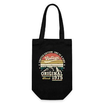50th Birthday Gift Husband Vintage March 1975 - Gift Bag for Bottles - black - Front