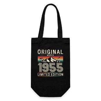 70th Birthday Gift Husband Original March 1955 - Gift Bag for Bottles - black - Front