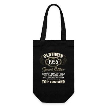 70. Geburtstag Oldtimer April Jahrgang 1955 - Geschenkbeutel für Flaschen - Schwarz - Vorne