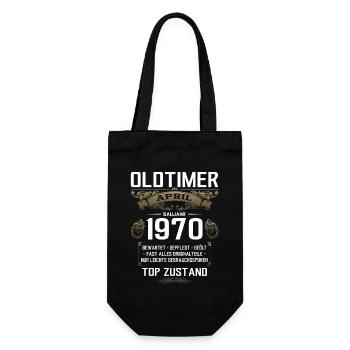55. Geburtstag Oldtimer April Jahrgang 1970 - Geschenkbeutel für Flaschen - Schwarz - Vorne