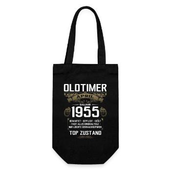70. Geburtstag Oldtimer April Jahrgang 1955 - Geschenkbeutel für Flaschen - Schwarz - Vorne