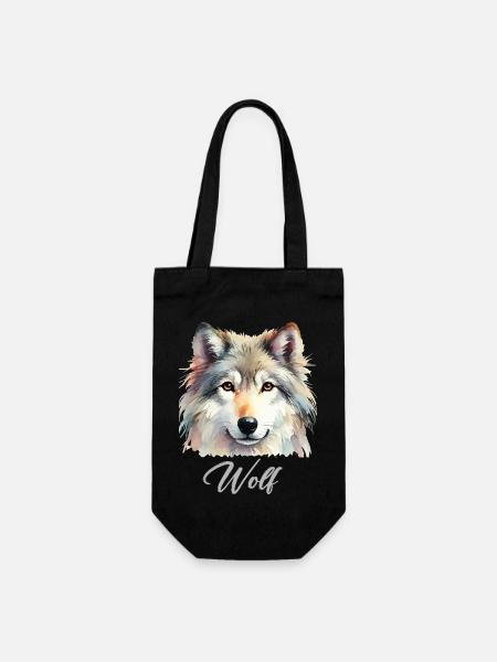 wolf - Geschenkbeutel für Flaschen - Schwarz