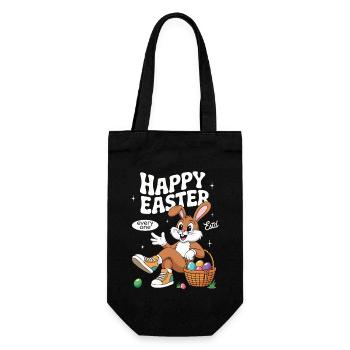 Frohe Ostern Osterhase Vintage - Geschenkbeutel für Flaschen - Schwarz - Vorne