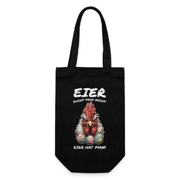 Eier sucht man nicht Eier hat man Hahn Ostern - Geschenkbeutel für Flaschen - Schwarz - Vorne