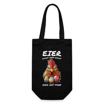 Eier sucht man nicht Hahn Ostern - Geschenkbeutel für Flaschen - Schwarz - Vorne