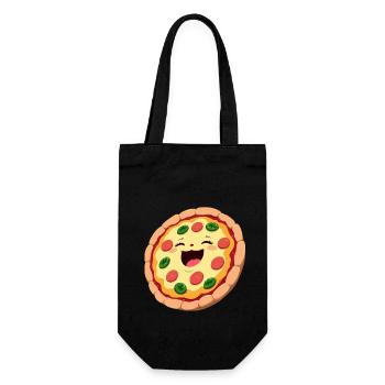 happy pizza - Gift Bag for Bottles - black - Front