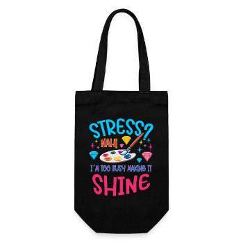 Diamond Painting Artist Stress Too Busy Shine - Geschenkbeutel für Flaschen - Schwarz - Vorne