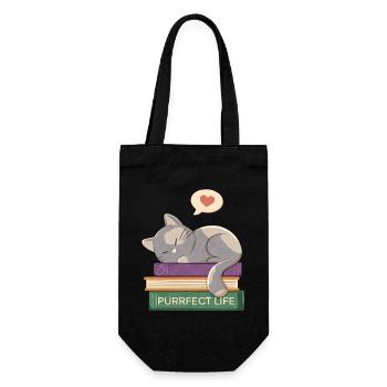 Chat et livres - Purrfect life - Sac à bouteille - noir - Devant